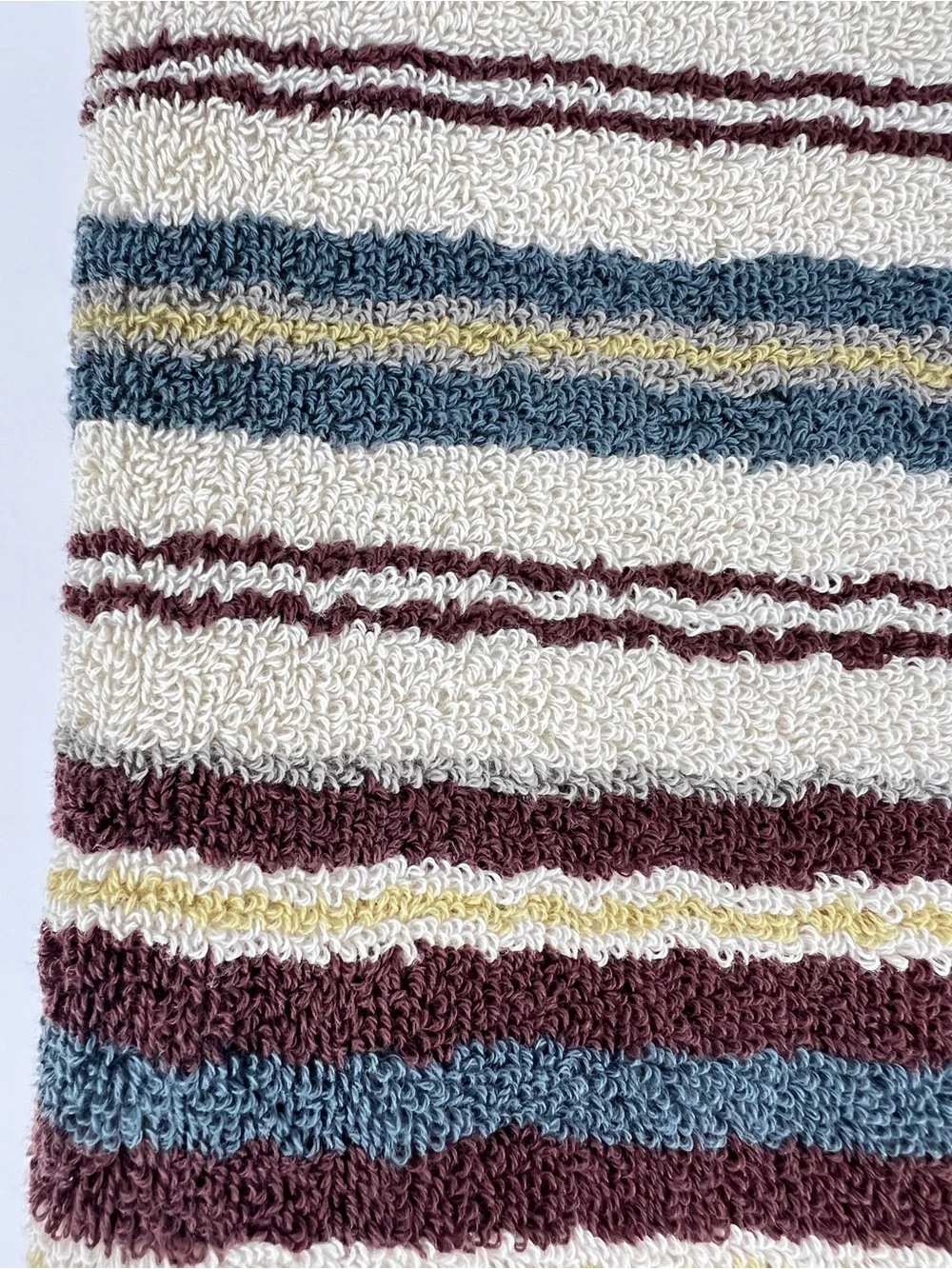 Mi Casa Es Tu Casa Bathroom Towel Set Brown Teal Tan Stripe 100% Cotton 6 Pc NEW